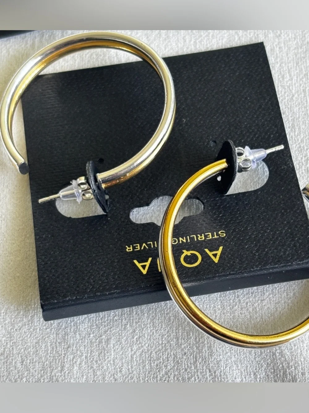 Two Tone Sterling Silver Earrings - Picture 4 of 10